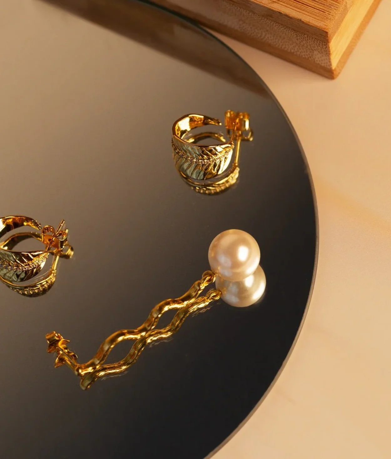 Ashok Leaf Earrings - Gold