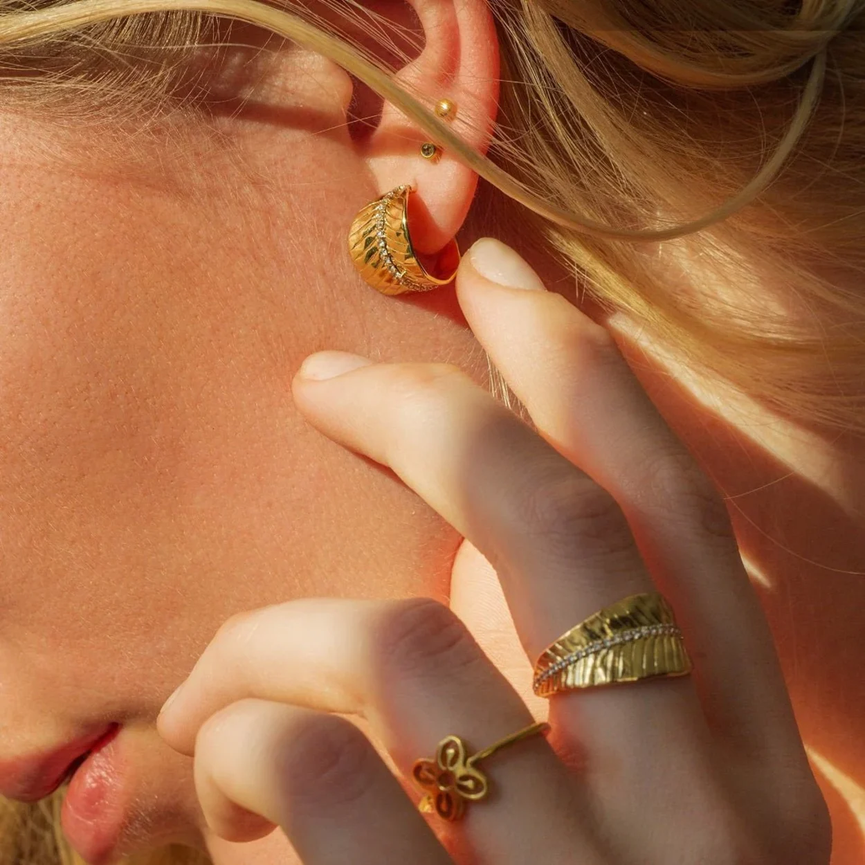 Ashok Leaf Earrings - Gold