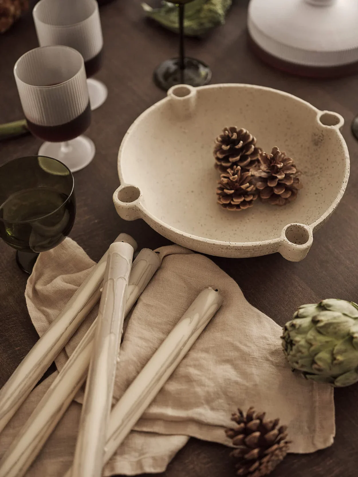 Bowl Candle Holder - L - Ceramic Light Grey 
