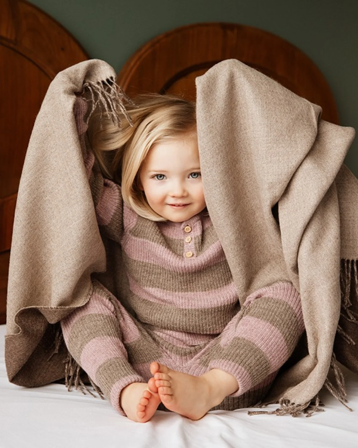 Grandpa Sweater Striped Rose/Sand 