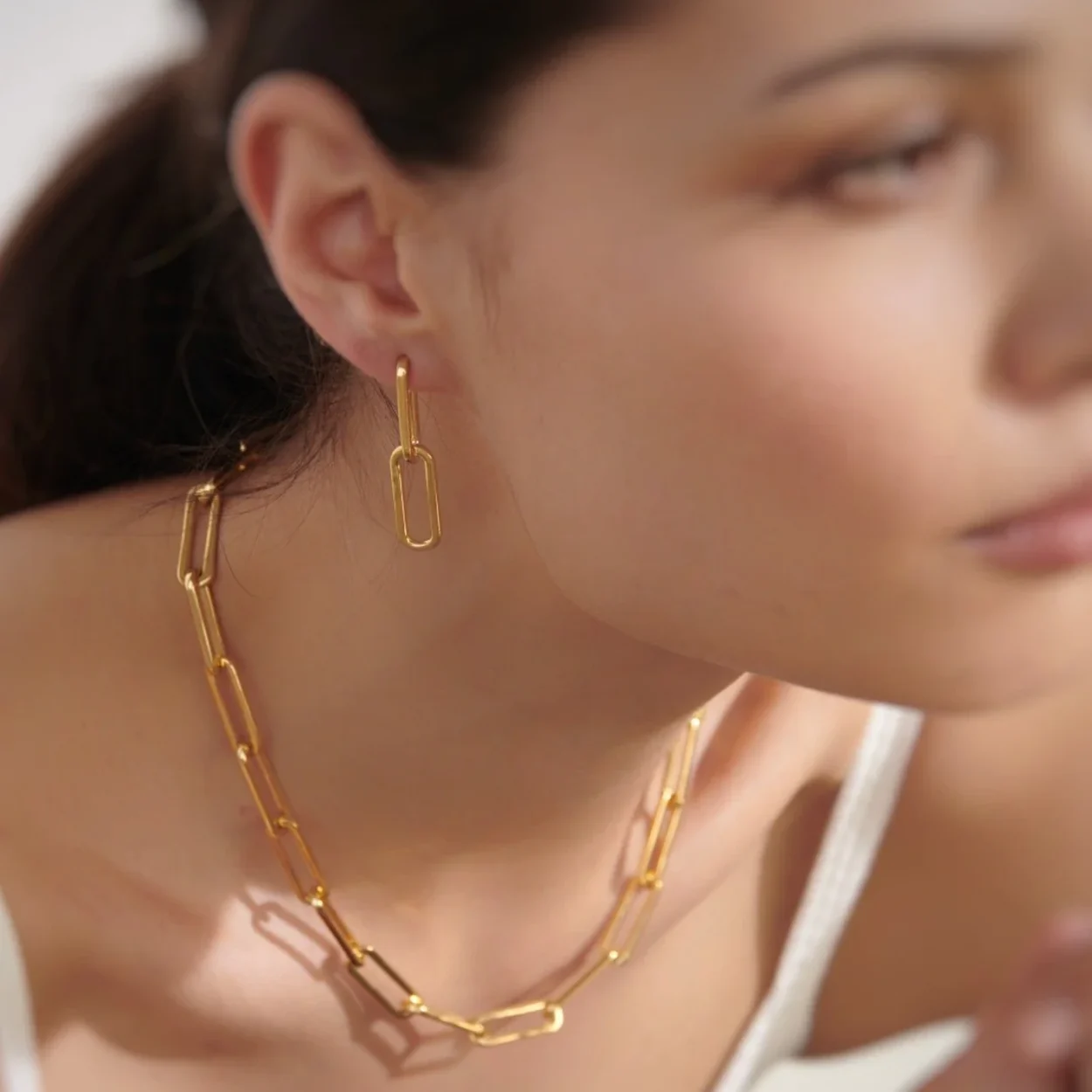 Mia Two Link Earrings - Gold