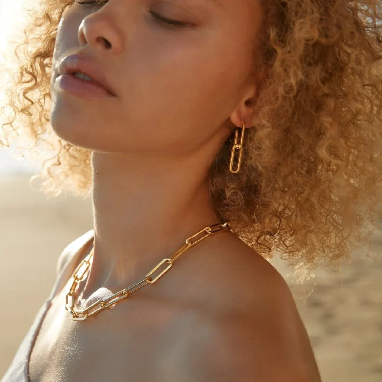 Mia Two Link Earrings - Gold