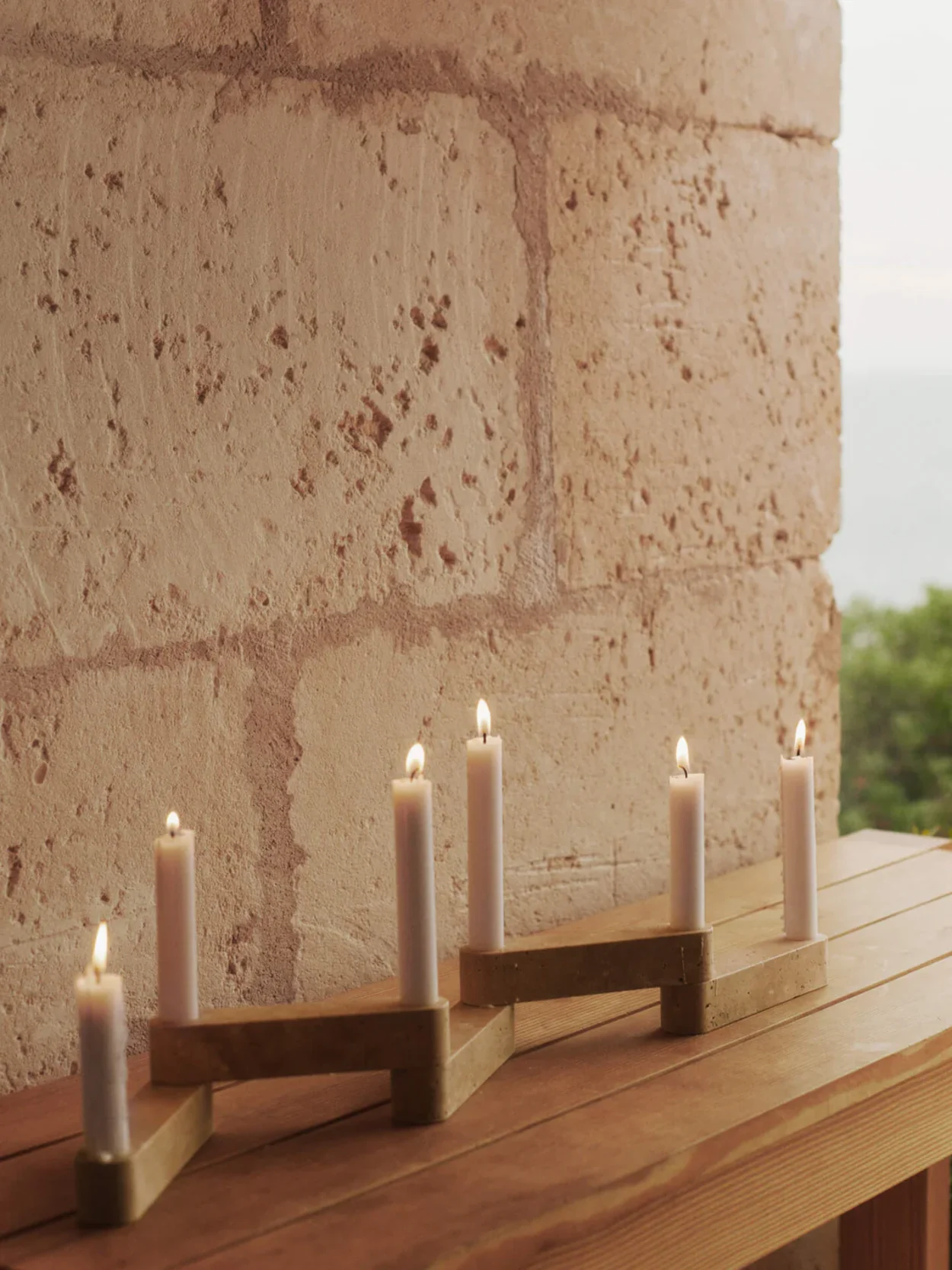 Newel Modular Candle Holder - Set of 6 - Travertin