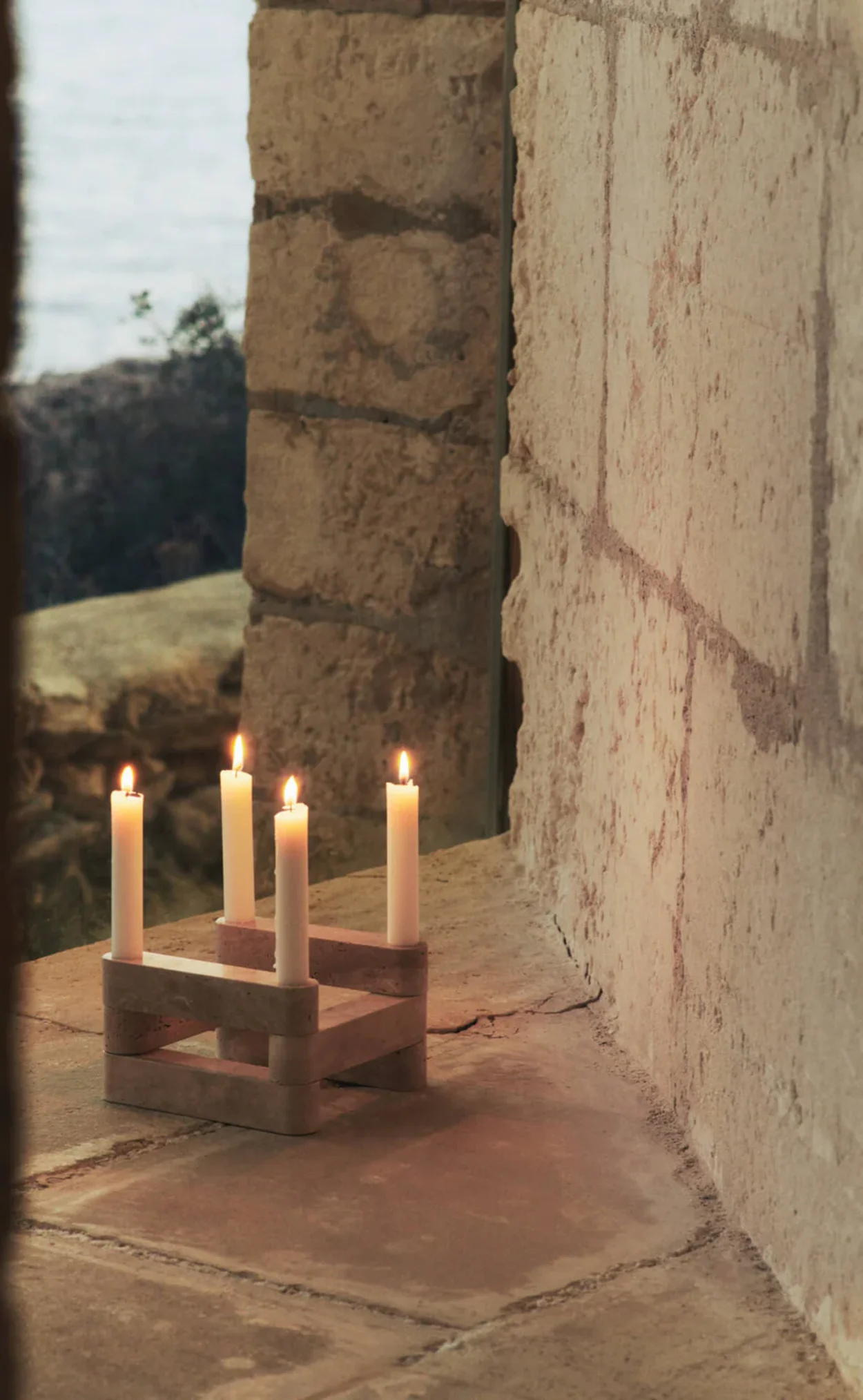 Newel Modular Candle Holder - Set of 6 - Travertin