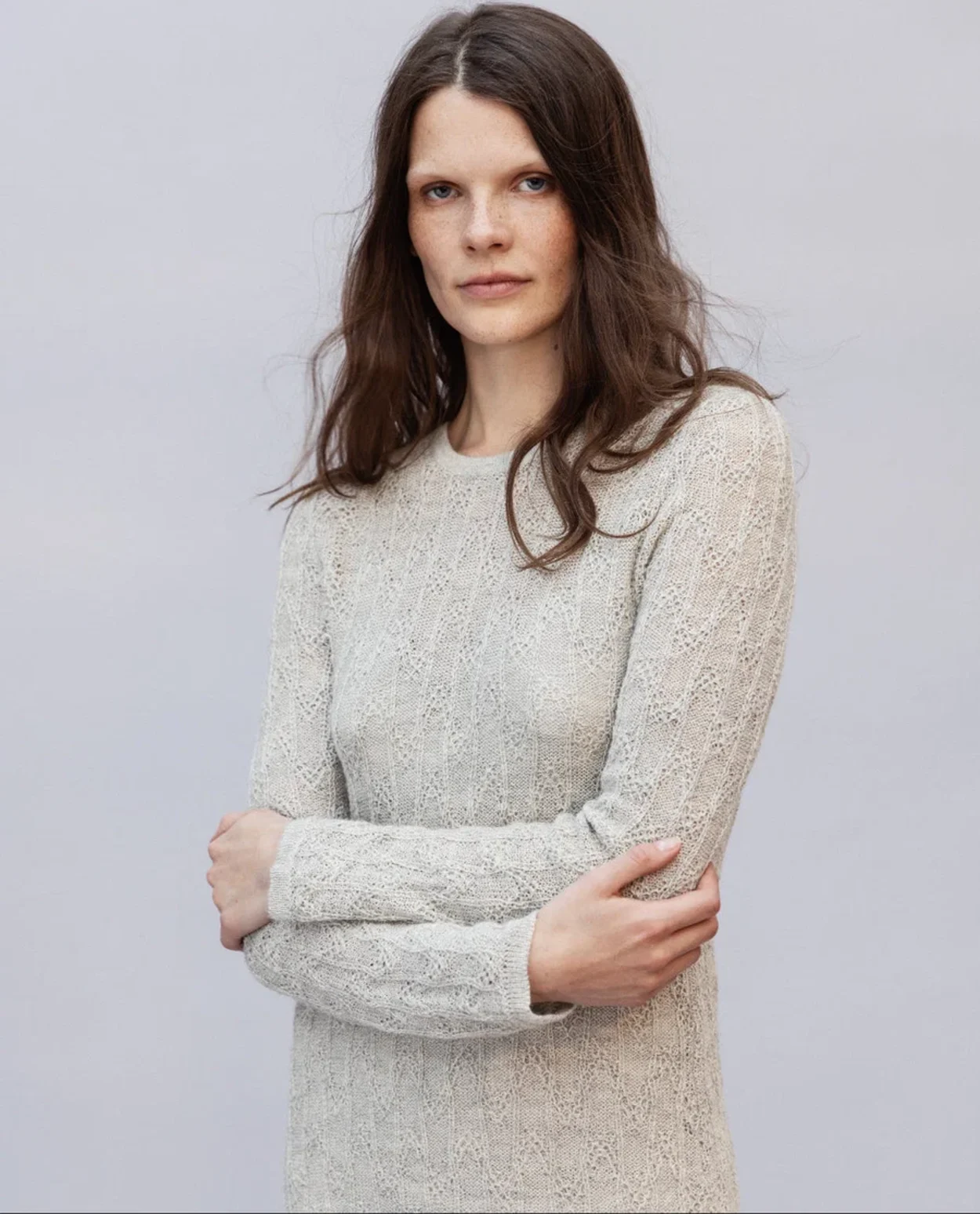 Retro Pattern Dress - Pale Grey