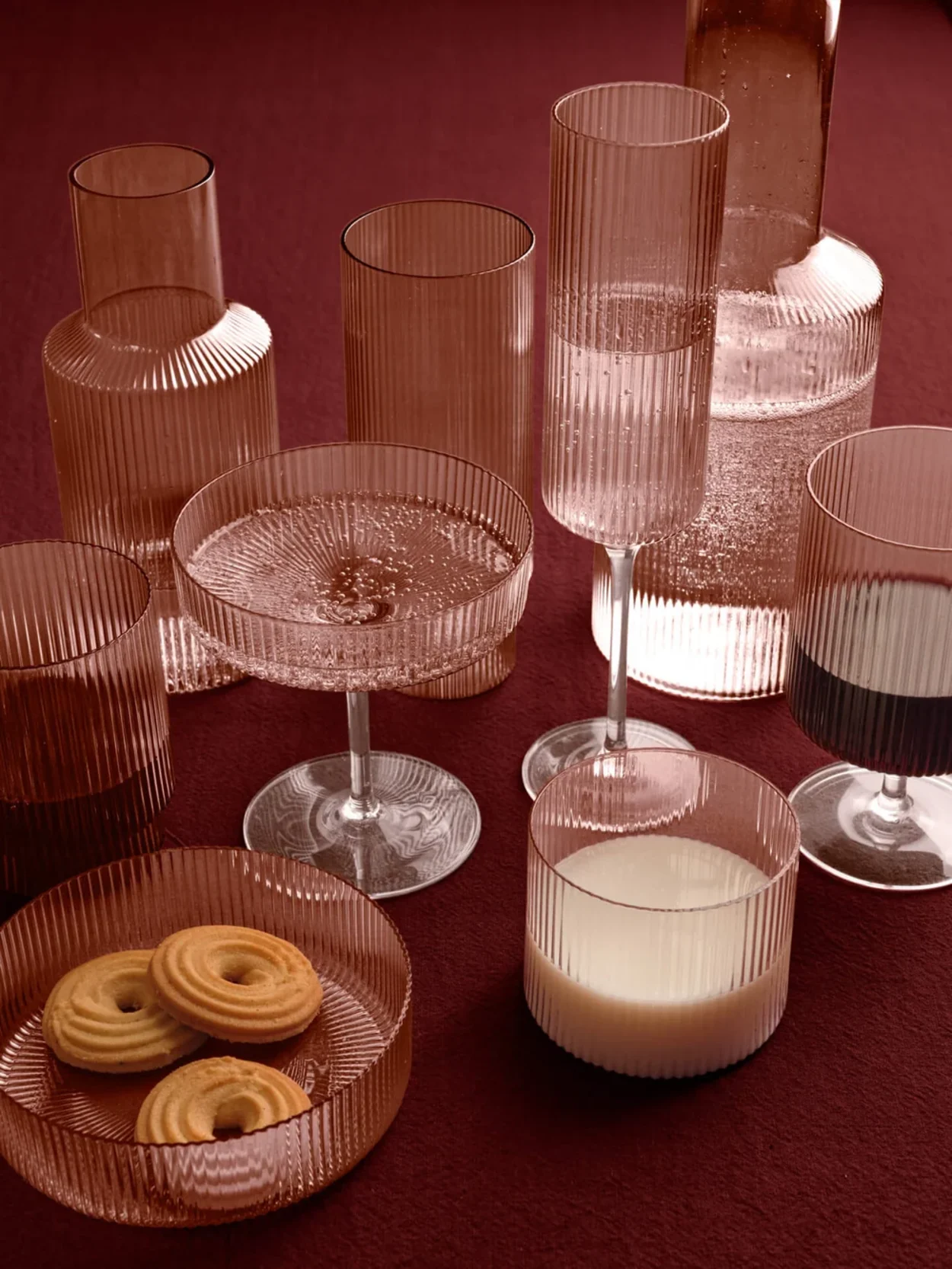 Ripple Champagne Saucers - Set of 2 - Blush