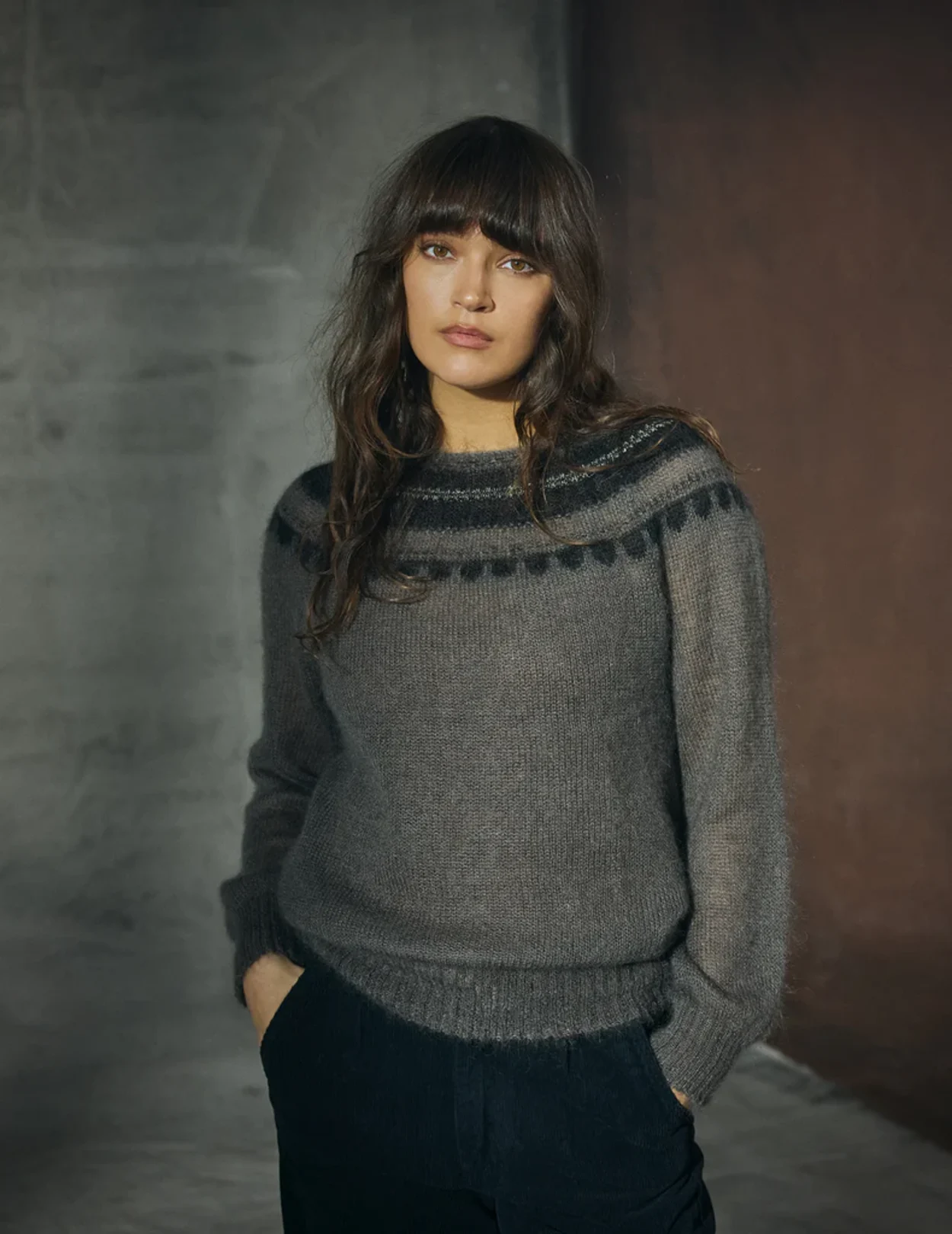 Syðri-Reykir Mohair-Silki peysa - Dökkgrá