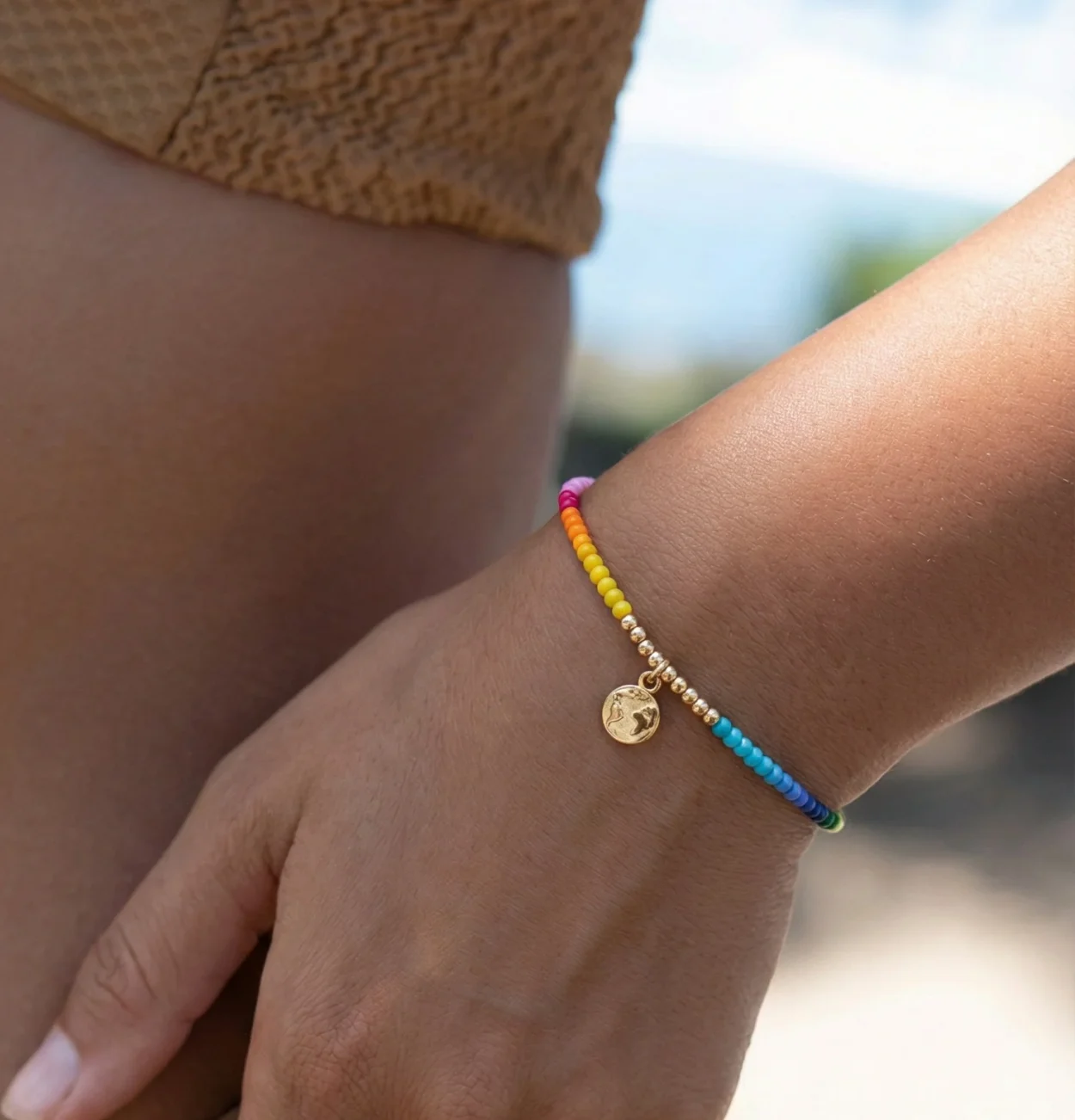 Earth Beaded Bracelet - Marglitað