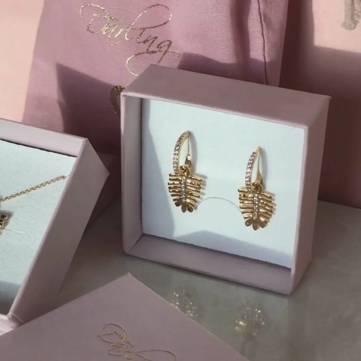 Tulsi Leaf Hoop Earrings - Gold