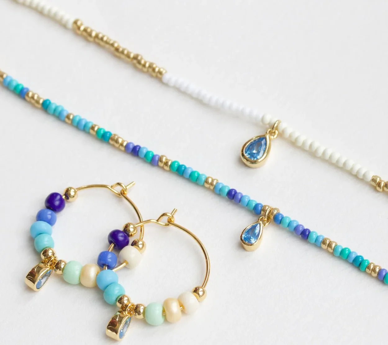 Water Drop beaded Bracelet - Blue 