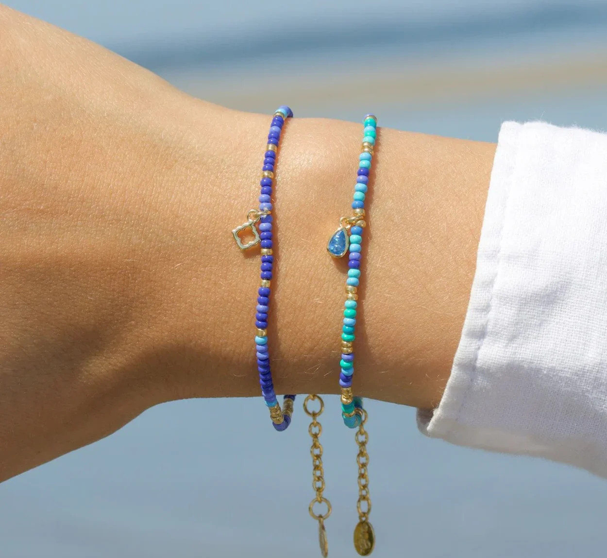 Water Drop beaded Bracelet - Blue 