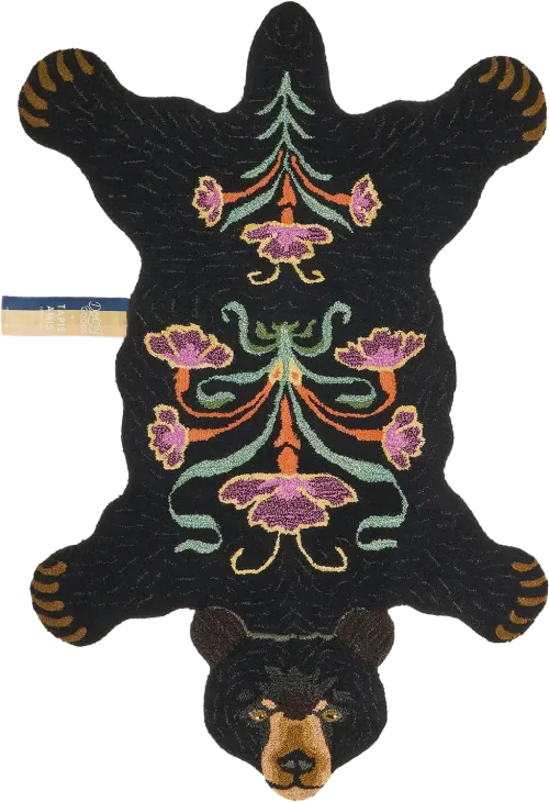 Blooming Black Bear Rug Large