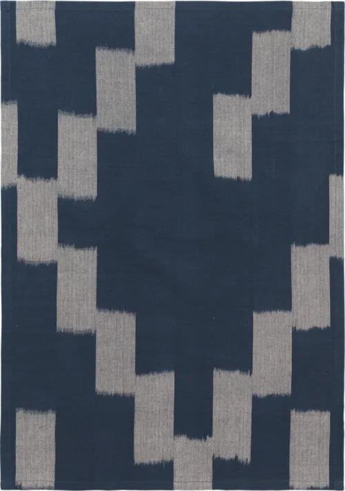 Ikat Tea Towel - Ink blue/Parchment 
