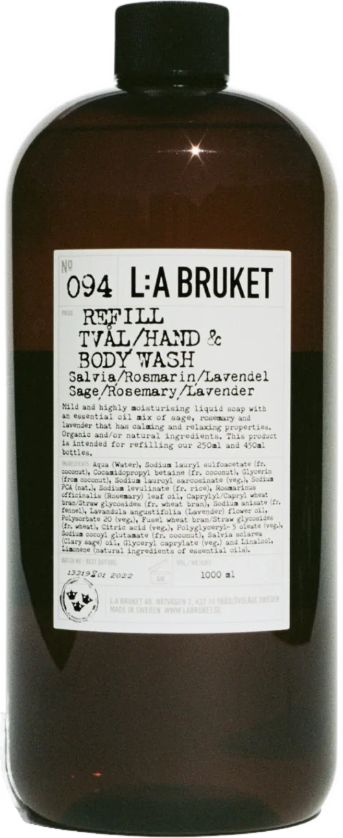L:A Bruket Soap Salvia/ Rósmarin/ Lavender - refill (1000ml)