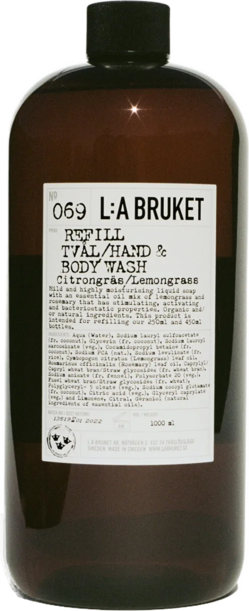 L:A Bruket Soap Lemongrass - refill (1000ml)