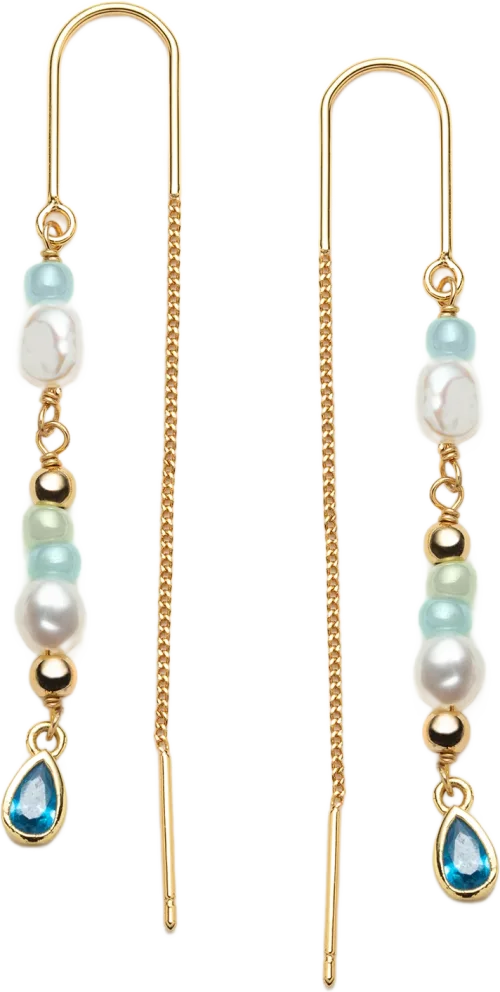 Water Drop beaded Chain Earring