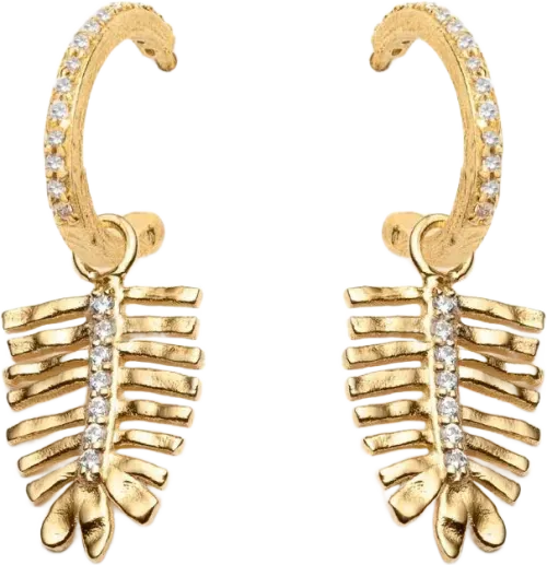 Tulsi Leaf Hoop Earrings - Gold
