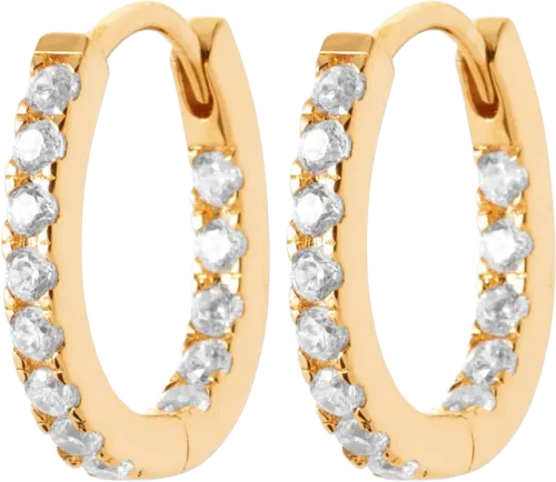18 kt gullh, lokkar (huggies) m zirk