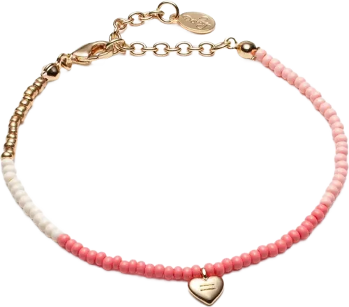 Equality Heart Beaded Bracelet - Light Pink/white