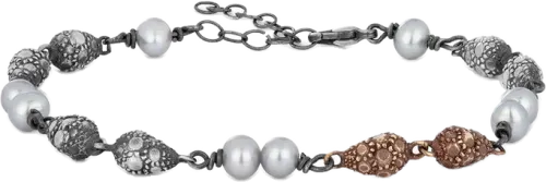 Orrifinn Sær armband með silfur&brons dropum & perlum