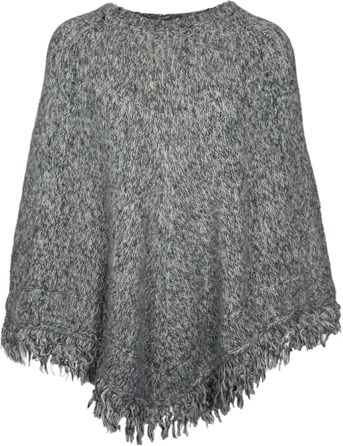 Reykir poncho, ocean tweed