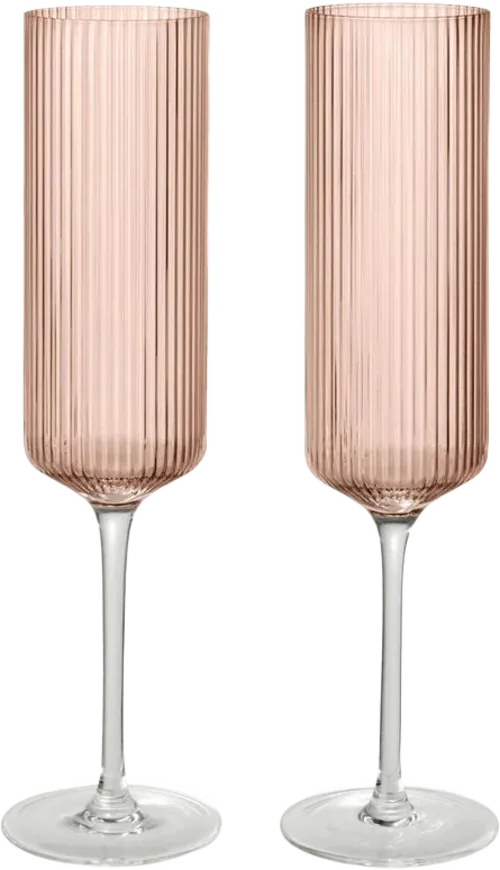 Ripple Champagne Flutes - Set of 2 - Blush