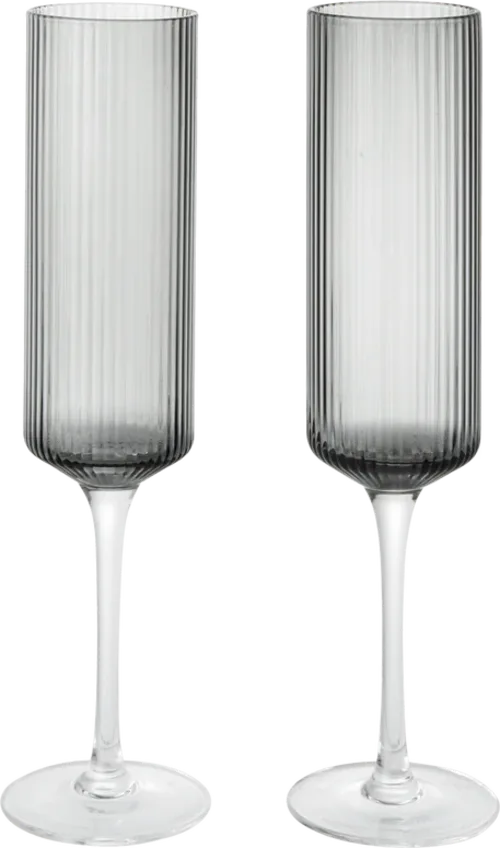 Ripple Champagne Flutes - Set of 2 grey