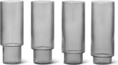 Ripple long drink glasses - set of 4  smoked