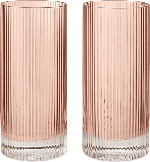 Ripple Highball Glasses - Set of 2- Blush