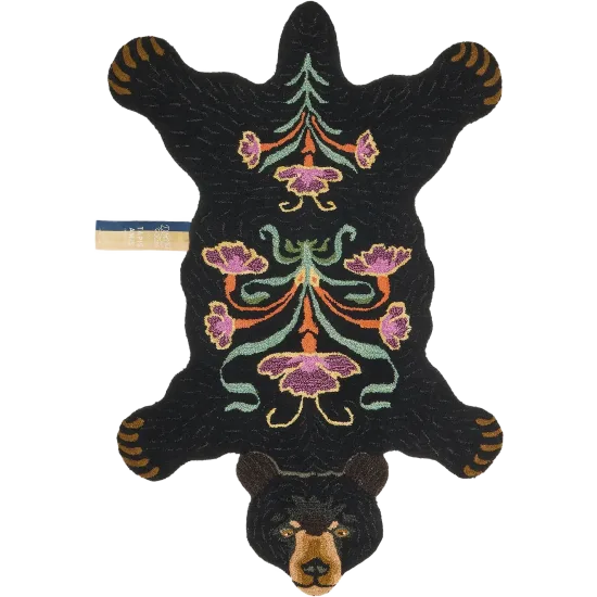 Blooming Black Bear Rug Large