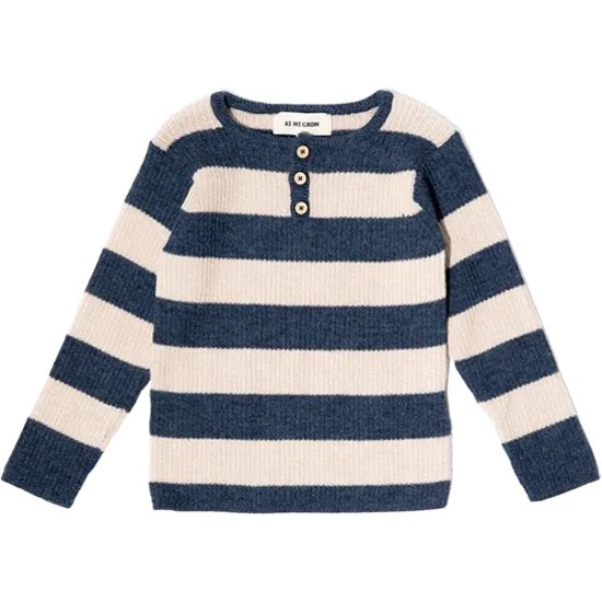 Grandpa Sweater Alpaca-Blue/Cream 