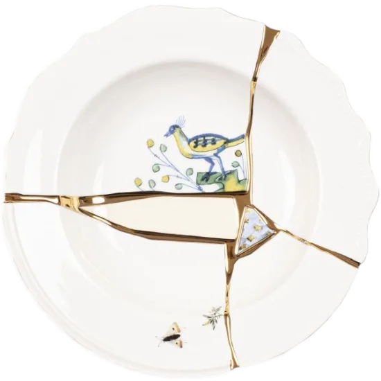 Kintsugi Soup Bowl in Porcelain cm 22