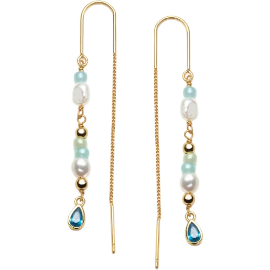 Water Drop beaded Chain Earring