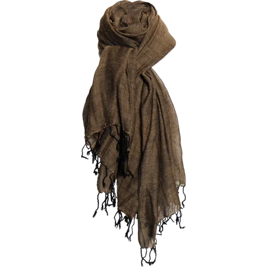 Síða ullartrefill - Khaki/svartur 
