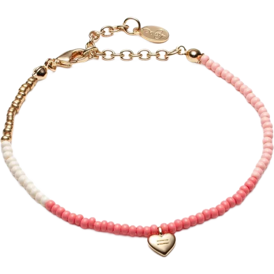 Equality Heart Beaded Bracelet - Light Pink/white