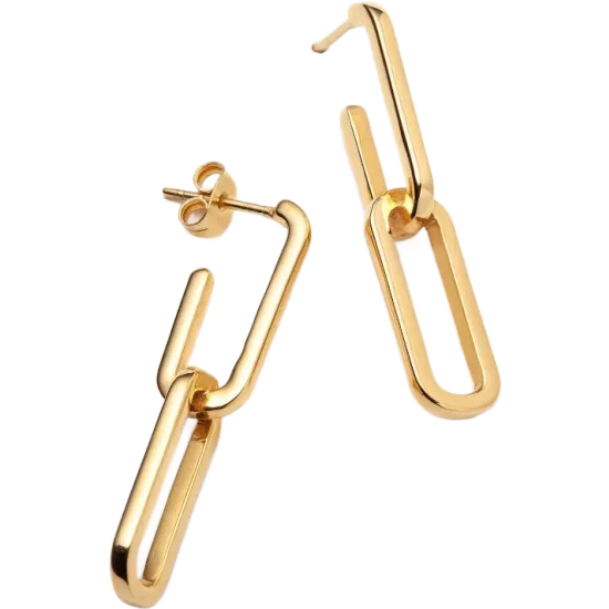 Mia Two Link Earrings - Gold