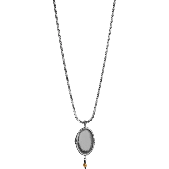 Orrifinn Ouroboros - Silfur hálsmen, lítil plata m/ gulum stein
