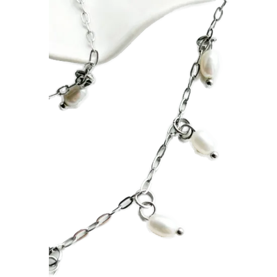 Oval Perluarmband Silfur