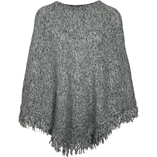 Reykir poncho, ocean tweed