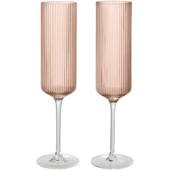 Ripple Champagne Flutes - Set of 2 - Blush