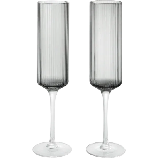 Ripple Champagne Flutes - Set of 2 grey