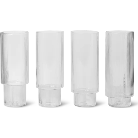 Ripple long drink glasses - set of 4 clear