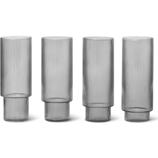 Ripple long drink glasses - set of 4  smoked