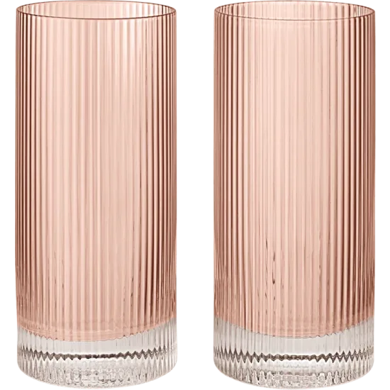 Ripple Highball Glasses - Set of 2- Blush