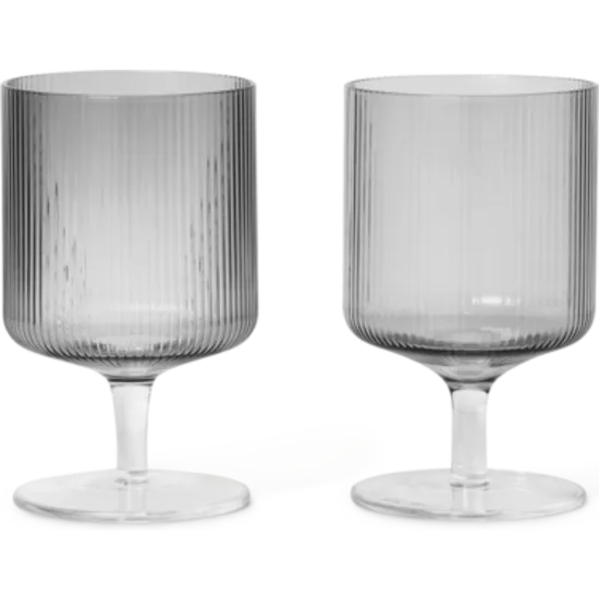 Ripple wine glasses set of 2 - smoked