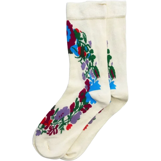 Floral Sokkar - Hvítir Multi
