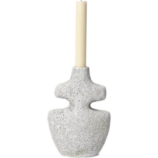 Yara Candle Holder - Medium Grey Pumice