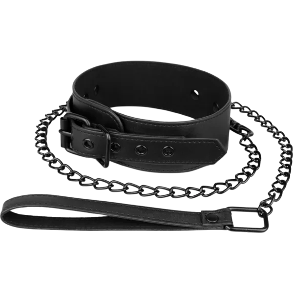 Faux Leather Collar & Chain