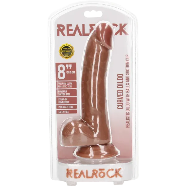 8" Curved Dildo With Balls