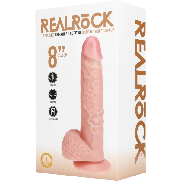 8" Vibrating and Rotating Cock w/balls